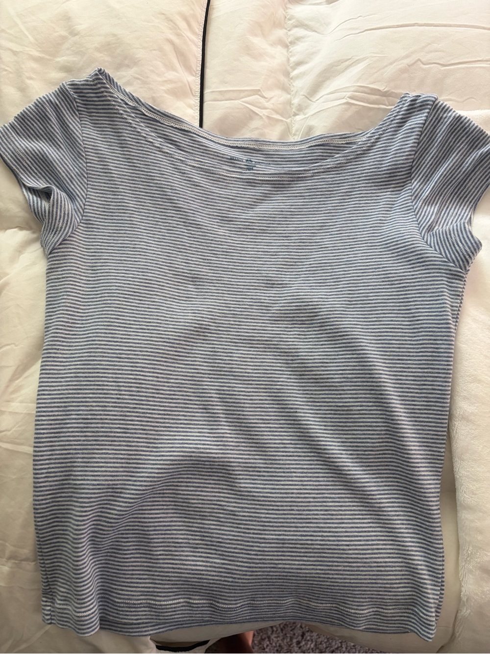 Brandy Melville Blue & White Striped Short Sleeve Top